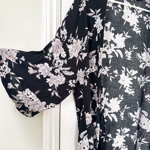 Floral Black Kimono